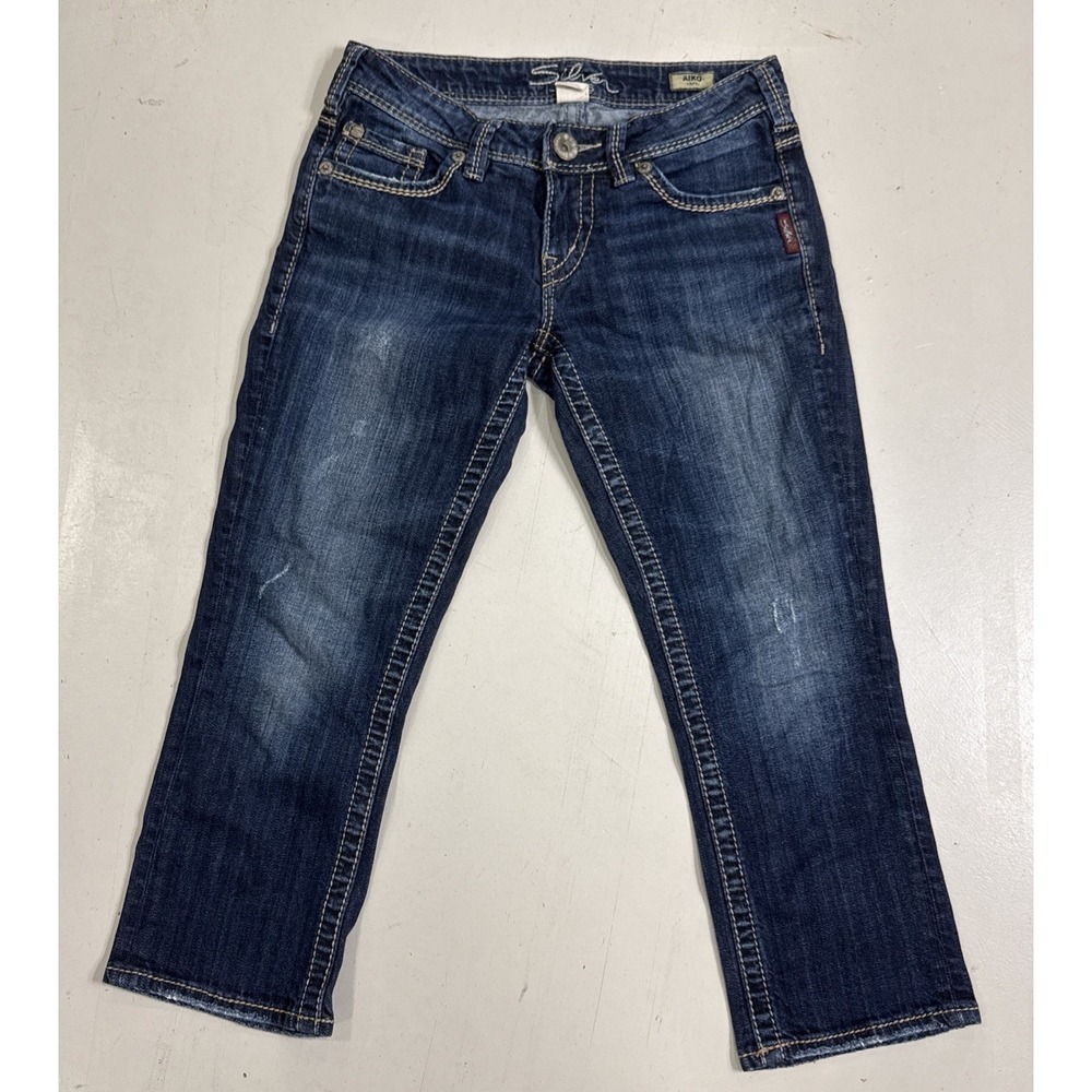 Women's Silver Jeans Aiko Capri Designer Jeans Denim 26 Dark Blue